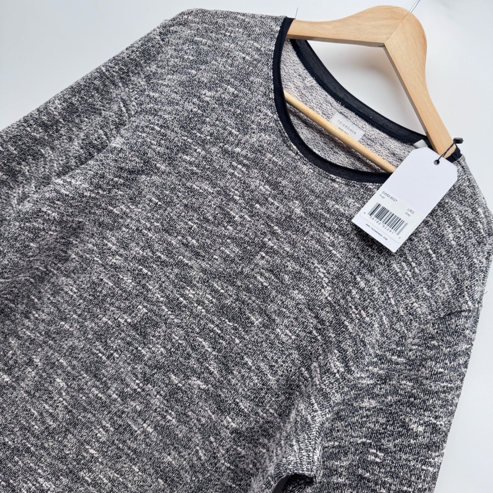 7Diamonds Pujol Dye Knit Long Sleeve Top Mens Large Grey Crew Neck Sweater